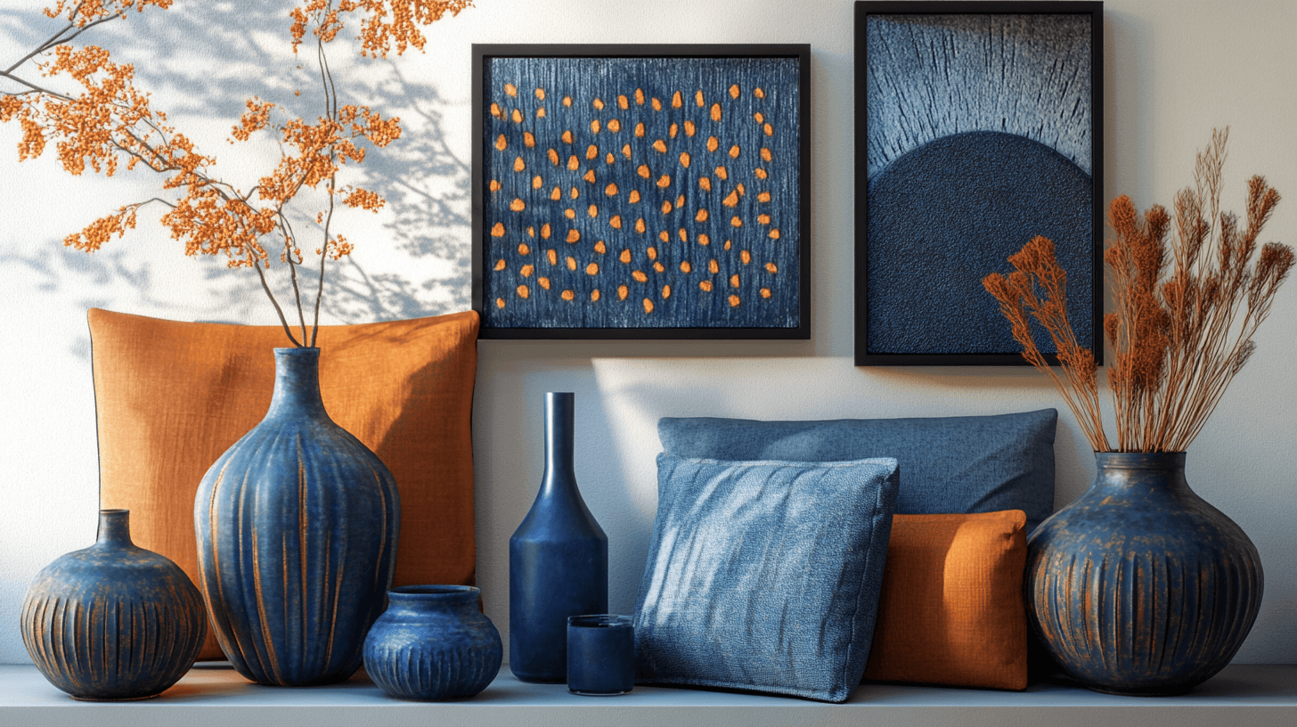 Dekorationstips: Accessoarer i blått och orange