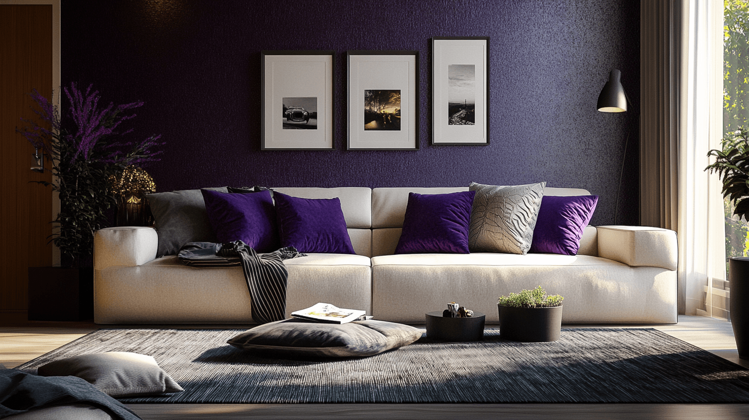 Violetta accenter i vardagsrummet: Elegant och stilfull