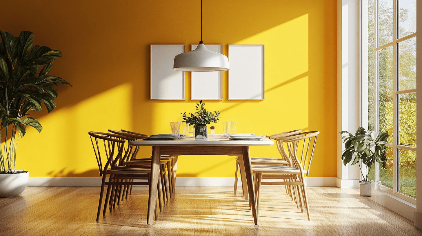 Väggdesign med solgul