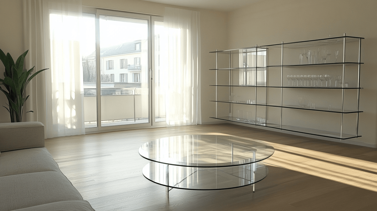 Glasmöbler: Transparent lätthet i bostadsutrymmet