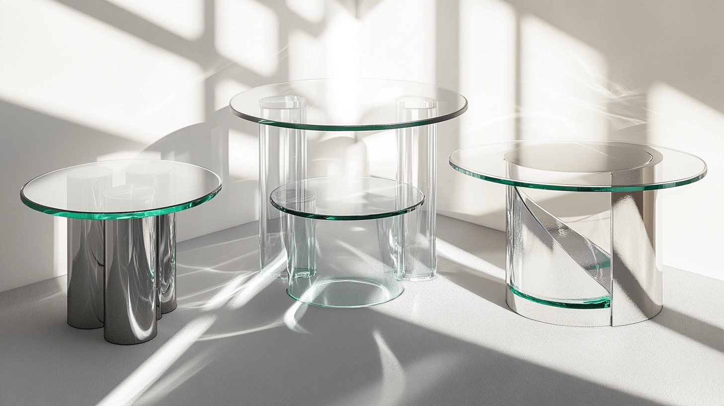 Mångsidiga designvarianter av sidobord i glas