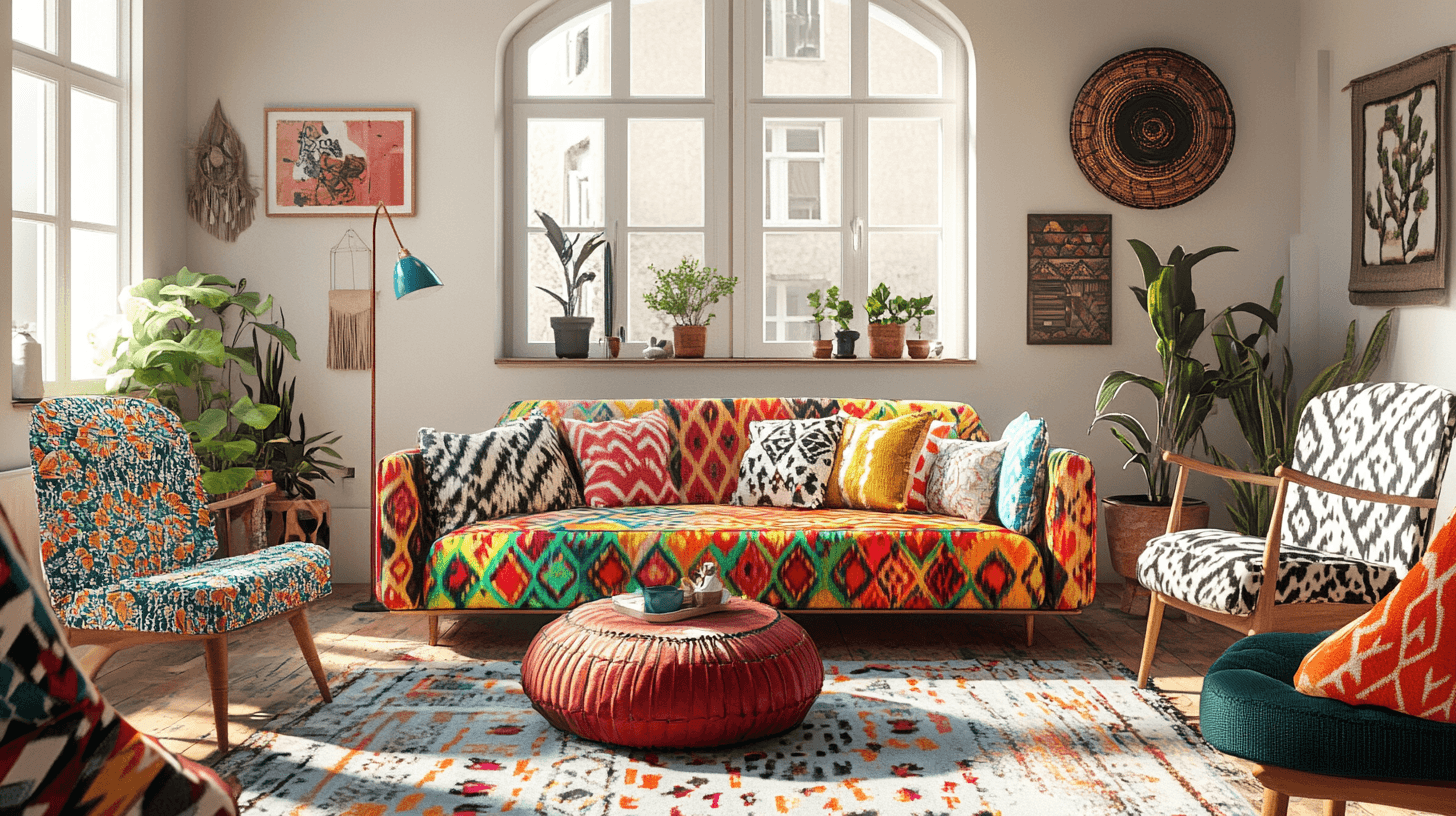 Möbler i färgglad boho-stil