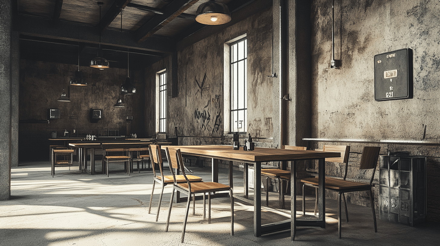 Industriell matsal: Robusta material och urban känsla