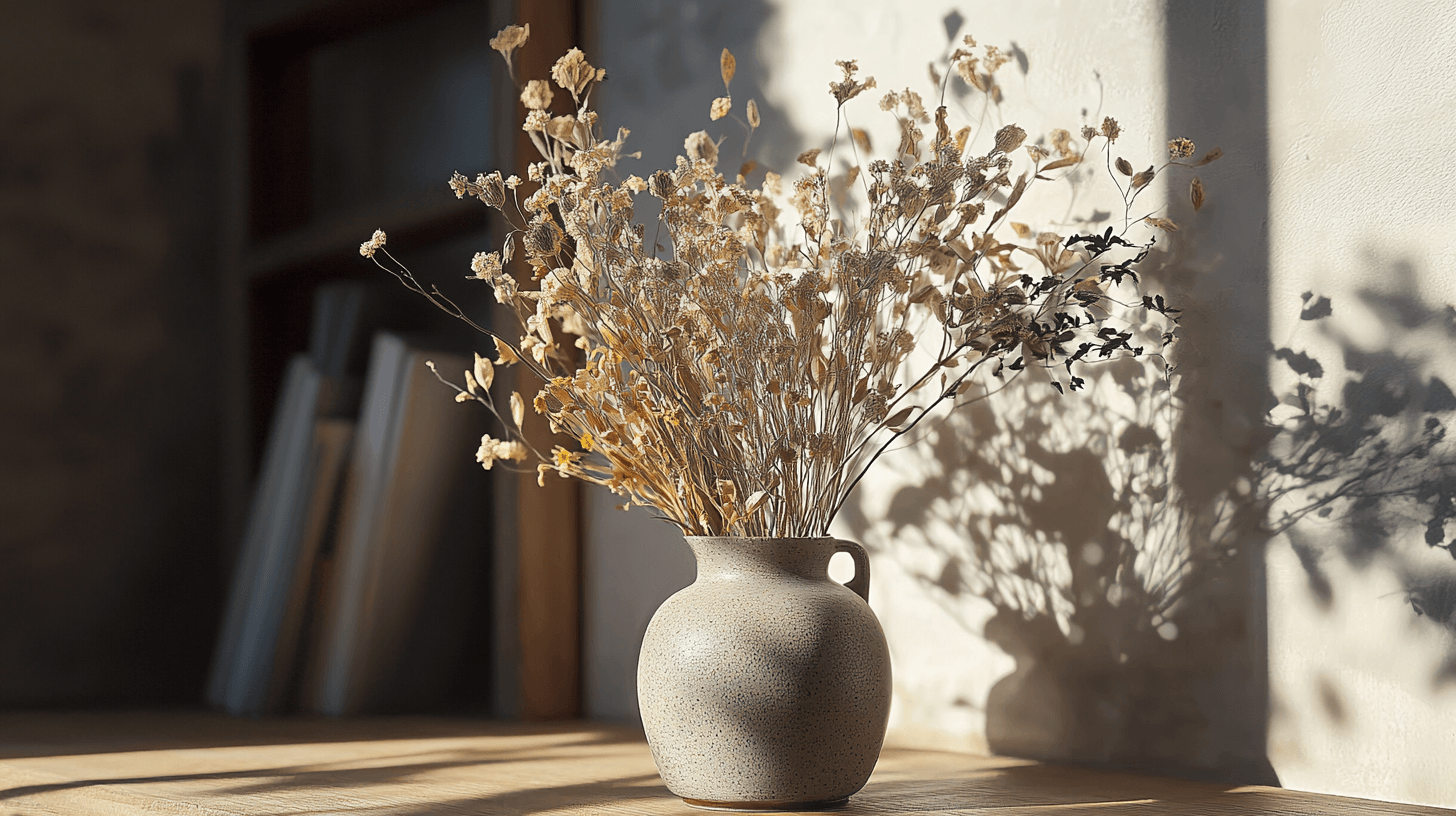 Vård och hållbarhet för arrangemang av torkade blommor