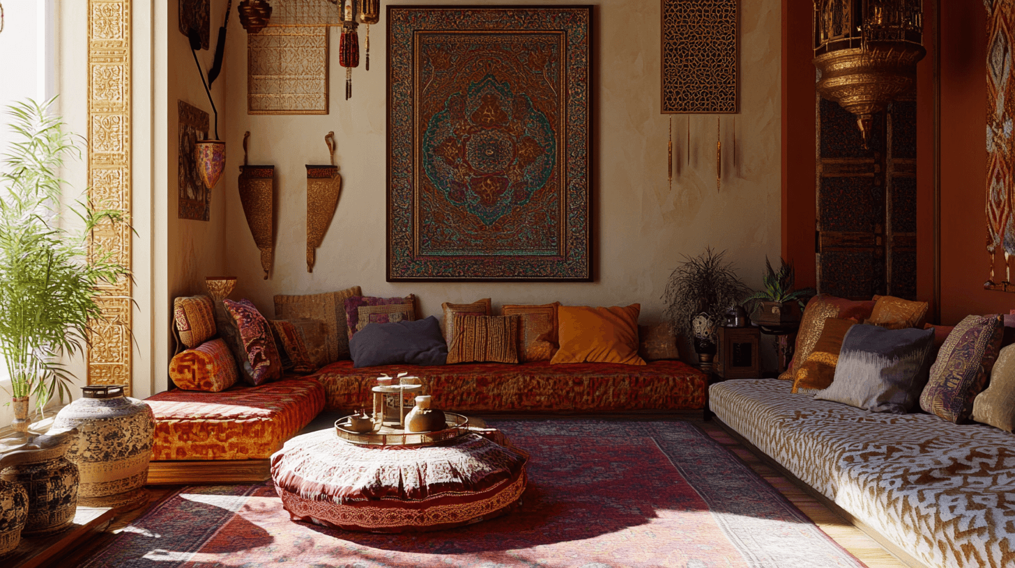 Vardagsrum med orientaliska element: Exotiska accenter för hemmet