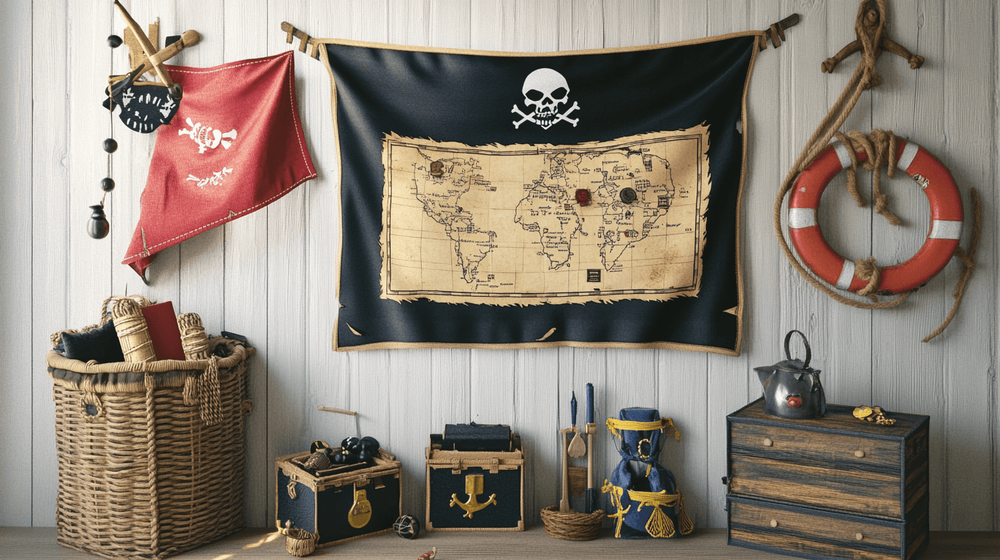 Dekorationer och tillbehör för piratäventyret
