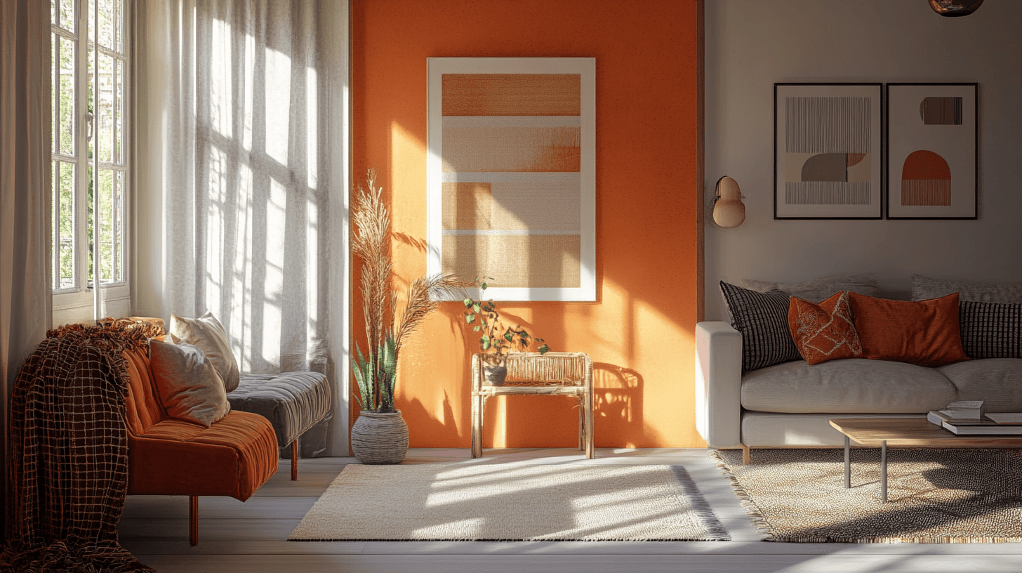 Inredningsstilar kombinera med orange