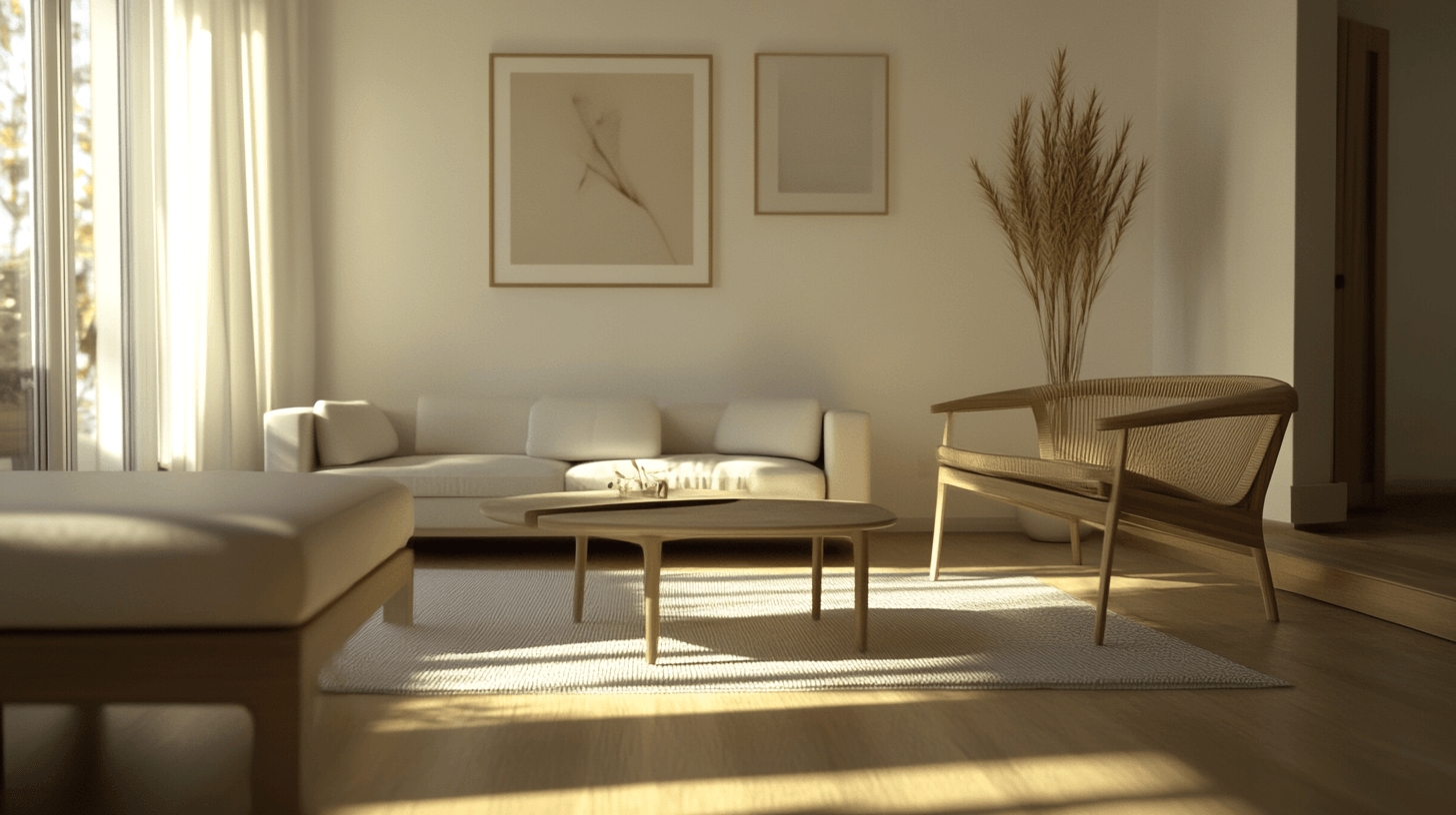 Minimalistiskt vardagsrum: Mindre är mer