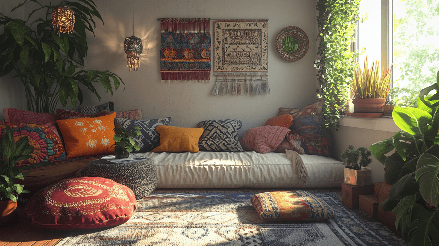 Vardagsrum i boho-stil: Avslappnad och kreativ