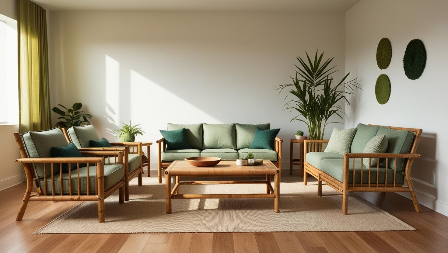 Inredningsidéer & designtrender med möbler av bambu, kork & hampa