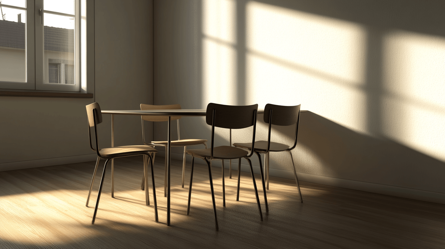 Minimalistiska möbler för matsalen