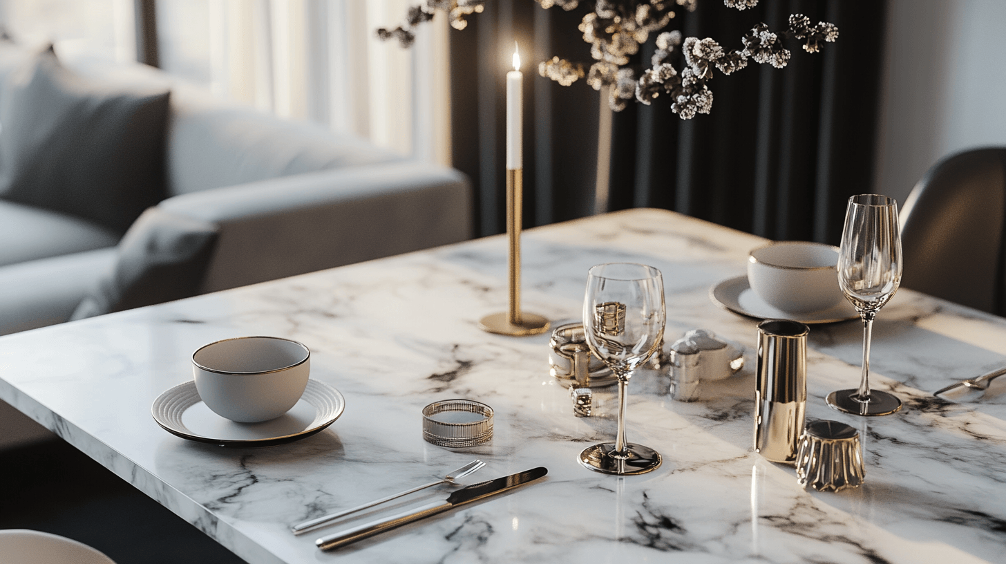 Dekorera med marmor: Elegans för bord och tillbehör