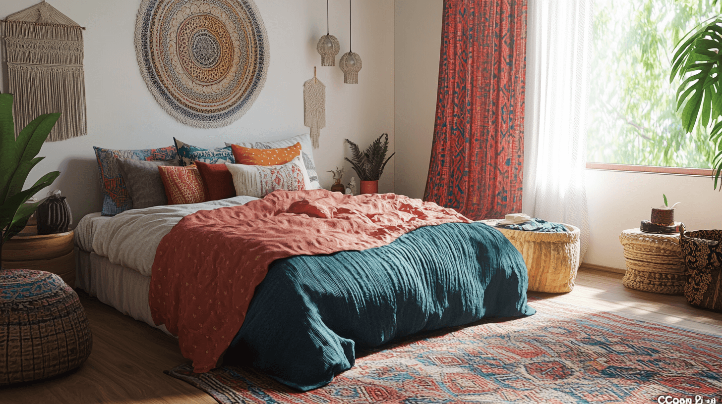 Färger och textilier i boho-sovrummet: Harmoniskt och varmt