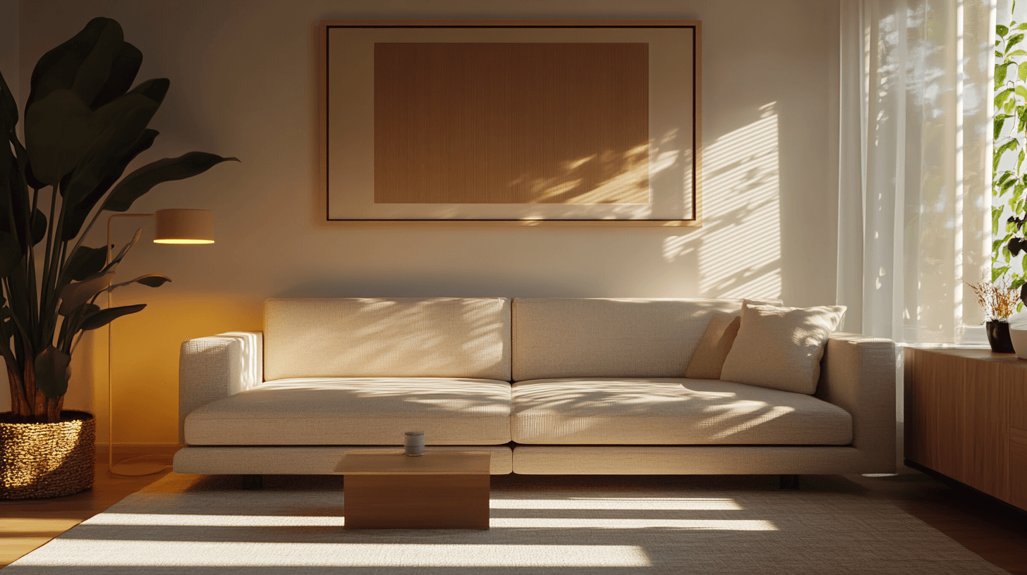 Dekoration i minimalistiskt vardagsrum: Mindre är mer
