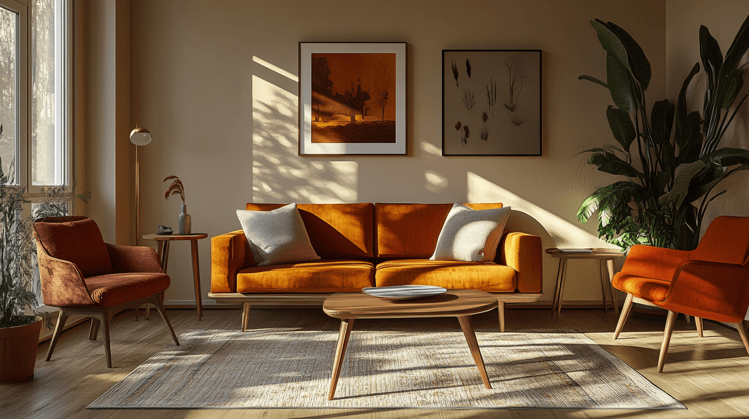 Färgpaletter och material i mitten av århundradet-stil